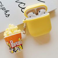 HomMall Airpods Case, AirPods Shockproof Case Cover Protective Silicone Skin Cover Case with Keychain Strap for Apple Airpods 2 &1(Popcorn)