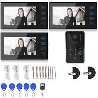 BTIHCEUOT Video Doorbell Doorphone, 7inch Touch Screen 3 Monitors Password Swipe Night Vision Remote Control Access System for Building(#2)