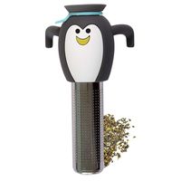 Cute Tea Infuser For Loose Leaf Tea - Cute Mr Penguin Brews The BEST Cup Of Tea- Stainless Steel-Silicone Novelty Tea Infuser-Cutest Smiling Face- Long Fine Mesh Stick Filter And Own Drip Tray
