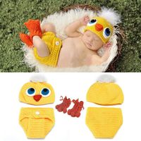 Photo Suit Baby Knitted Set Small Yellow Duck Knitted Hat Photography Prop Chicken Handmade Wool Set/Baby Crochet Knitted Photo Photography Prop Outfit Clothes Handmade for Newborn, Girls & Boys