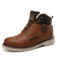 Men's Waterproof Boots Plush Shoes Industrial Anti-Slip Classic Boot Work Toe Steel Walking Construction Soft Toe Slip Resistant Lightweight Lace up Boots