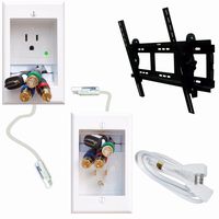 PowerBridge Solutions ONE-CK-TVML DIY-Series Single Outlet Cable Management System with Flat Screen LED TV Mount for Large 32-Inch to 65-Inch Television Screens