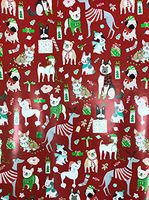 Festive Multi Dogs Wearing Bows & Winter Attire Red Christmas Holiday Present Gift Wrapping Paper 2.5' x 12'