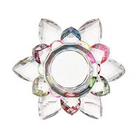 Sixpi Colorful Crystal Glass Flower Candle Light Holder Candlestick Home Decor Gift Buddhist Candlestick Solemn Sacred Candle Holder
