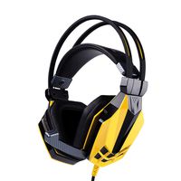 DWY Over-Ear Headphones E-Sports Head-Mounted Gaming Headset, 7.1 Multi-Channel Dazzling Breathing LED Lights with Microphone Gaming Headset, Yellow