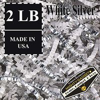 Mighty Gadget (R) 2 LB Premium White Silver Metallic Mix Crinkle Cut Paper Shred Filler for Gift Wrapping & Basket Filling