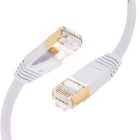 Cat 7 Ethernet Cable 100Ft, Tan QY Cat7 RJ45 Network Patch Cable 10 Gigabit 600Mhz LAN Wire Cable Cord for Modem, Router, PC, Mac, Laptop, PS2, PS3, PS4(White, 100Ft)
