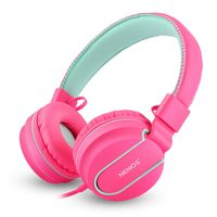 Nenos Kids Headphones Children's Headphones Over Ear Headphones Kids Computer Volume Limited Headphones for Kids Foldable (Hot Pink)