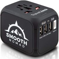 International Travel Adapter - Wall Charger 3 USB Ports +1 Type C - Fuse Protection from Surge - Universal Power Adapter     with US EU UK AU Outlet Plug works on 110V-220V 1500W/6A