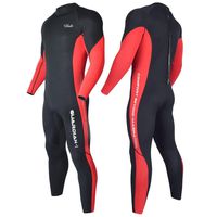 Hevto Wetsuits Men 3mm Neoprene Full Scuba Diving Suits Surfing Kiteboarding Paddle Swimming for Water Sports (Red Men, S)