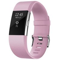 SKYLET for Fitbit Charge 2 Bands, Replacement Bands for Fitbit Charge 2 Bracelet Solid Colors with Secure Watch Clasp (No Tracker) [Large, Light Pink]