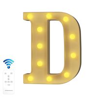 YOUZONE Newly Upgrade LED Letter Lights Marquee Alphabet Light Up Letters with Remote Control Timer Dimmable Battery Powered for Events Wedding Party Birthday Home Bar Decoration (RC-D)
