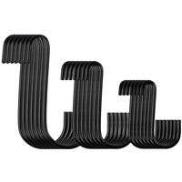 HongWay 21 Pack Heavy Duty S Hooks Black S Shaped Hooks Hanging Hangers Hooks for Pan, Pot, Coat, Bag, Plants Kitchen, Bathroom, Bedroom and Office(21 Pack/S Hook/Black/ 3 Assortment 2.4"/3"/4")