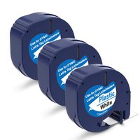 91331 (91201 91221 59422 S0721610) Label Tape dymo letratag Refills 12mm Label Tape for Dymo LetraTag Polyester Tape Black on White Thermal Plastic Label Tape 1/2" x 13' (12mmx4m)