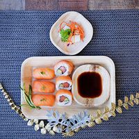 Eco Palm Leaf Square Plates Set | Dinner Plates & Salad Plates | Natural Ecofriendly Disposable Dinnerware | Heavy Duty Biodegradable Party Utensils for Wedding, Camping & More (9''-6'' Rectangle)