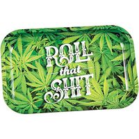 Roll That Shit Marijuana Leaf Metal Rolling Tray 11.3" X 7.4"