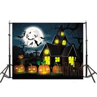 Wensltd Halloween Backdrops Pumpkin Vinyl 5x3FT Lantern Background Photography Studio (B)