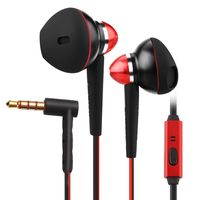 FALATEK Hours in Ear Headphones, Noise Isolating, High Definition in Ear Canal with Powerful Bass, Tangle Free for iPhone, iPod, iPad, MP3 Players, Samsung, LG with Mic (Black & Red)