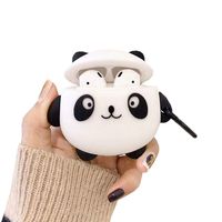 ICI-Rencontrer 3D Vivid Distinctive Panda Cartoon Animals Design Case For Airpods Pro Kids Girls Women Cute Wireless Charging Earphone Soft Silicone Shockproof Protector Decoration