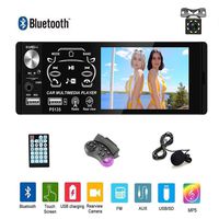 Liehuzhekeji Single Din Car Stereo Radio Receiver, 4.1 Inch Car MP5 Player Head Unit,Support Bluetooth FM Radio USB/AUX-in/SD Card with 8LED Lights Backup Camera and External Microphone