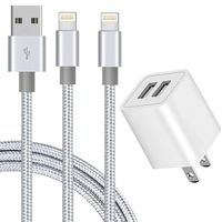 Portable Charger, Boost Nylon Braided Fast Charging Cord 2Pack 6FT Data Sync Transfer Cable USB Wall Charger Dual Port Plug Power Adapter Compatible with XS MAX/XR/X/8/7/Plus/6S/6/SE/Tablet, Pink