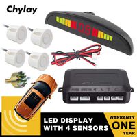 Chylay Car Reverse Radar System 4 Parking Car Parking Sensor Kit LED Display Waterproof Sensors Warning Tone Display Monitor Kit (White)