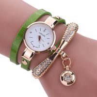 InKach Women Leather Rhinestone Analog Quartz Wrist Watches Sport Watch Gift (Green)