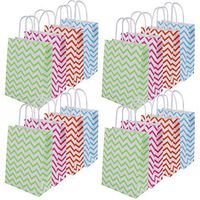 12 Piece Set of Assorted Color Party Bags, Paper Party Favor Bags, Colored Birthday Party Gift Bags, Perfect Colored Bags with Handles for Birthdays Other Parties! (Chevron)