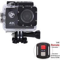 Action Camera Ultra HD 4K/30FPS 1080P/60FPS 720P/120FPS 16MP WiFi Waterproof DV Sports Video Cameras Underwater Cam 2.4G Remote Control/Diving 30M/140 Degrees/2PCS 1050mAh Batteries(Black)