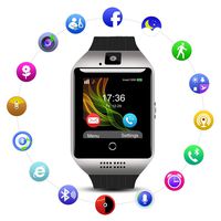 Padcod Q18 Smart Watch GSM 2G Network Calling/Bluetooth Calling Phone Watch with Camera Tracker Watch (Silver + Black)