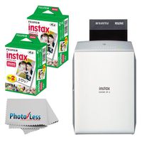 Fujifilm instax Share Smartphone Printer SP-2 (Silver) + Fujifilm Instax Mini Twin Pack Instant Film (40 Shots) + Photo4Less Cleaning Cloth + Filming Bundle