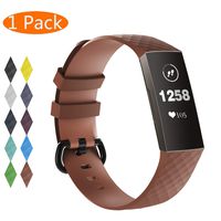 KingAcc Compatible Fitbit Charge 3 Bands, Soft Silicone Replacement Band for Fitbit Charge 3, Charge 3 SE, with Metal Buckle Wristband Strap Women Men (1-Pack, Coffee, Large)