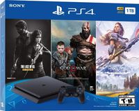 PlayStation 4 Slim 1TB Solid State Drive Only on PlayStation Console Bundle | Bundle : God of War Game Voucher,Horizon Zero Dawn: Complete Edition Voucher,The Last of Us Remastered Game | Jet Black