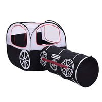 Coedfa 2-in-1 Kids Ball Pit Tents and Tunnels, Toddler Jungle Gym Play Tent with Play Crawl Tunnel Train Playhouse Yurt Teepee for Boys Babies Infants Children Indoor Outdoor Gift (Black)