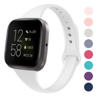 DYKEISS Sport Slim Silicone Band Compatible with Fitbit Versa/Versa Lite Edition, Thin Soft Narrow Silicone Replacement Strap Wristband Accessory for Fitbit Versa Smart Watch (Small, White)