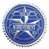 Embossed Achievement 2-Color Foil Certificate Seals, 102 Pack (Blue/Silver)