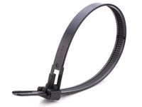 10 Inch Black Standard Releasable Cable Tie - 100 Pack