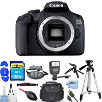 Canon EOS 2000D/Rebel T7 DSLR Camera (Body Only) Pro Bundle with 32GB SD, Flash, Tripods, Gadget Bag, HDMI Cable and More [International Version]