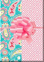 Springtime Floral Paisley Geometric Lines Gift Wrap Wrapping Paper-15ft Roll w. Gift Tags