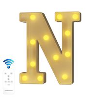 YOUZONE Newly Upgrade LED Letter Lights Marquee Alphabet Light Up Letters with Remote Control Timer Dimmable Battery Powered for Events Wedding Party Birthday Home Bar Decoration (RC-N)