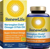 Renew Life Norwegian Gold Omega-3 Fish Oil, Super Critical Omega, 30 Softgels (Package May Vary)