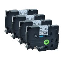 GREENCYCLE 4 Pack Black on Clear Label Tape Compatible for Brother TZE 141 TZe141, 3/4 Inch, PT-H300 Labeling Maker