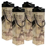 Gift Box,Medoc Paris Wine Box, Set of 4pcs Wine Gift Box, EZ Wine Caddy. Easy to Assemble and No Glue Required. Comes with Ribbon and Gift Tag. EZ Wine Gift Box by Endless Art US.