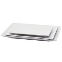 Denmark White Porcelain Chip Resistant Scratch Resistant Commercial Grade Serveware, 3 Piece Rectangular Serving Platter Set