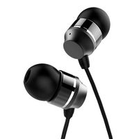 KWORLD In-Ear Earbud Wired Headphones designed for Music Listening, emphasis on Well-Balanced audio with 4 sizes of Bullet Shaped earbuds, made for all 3.5mm Interface Device, Black(S442)