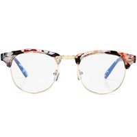 AZORB Retro Blue Light Blocking Computer Glasses Semi-Rimless Eyeglasses Frame Horn Rimmed (Floral Frame)