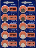 10 X Cr1220 Sony 3 Volt Lithium Coin Cell Batteries (On Card)