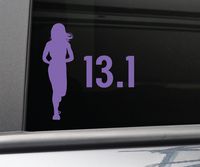 13.1 Half Marathon Female Vinyl Decal Laptop Car Truck Bumper Window Sticker, 5.5" x 5.25", Purple