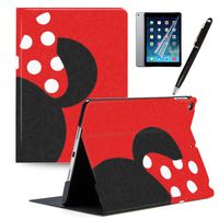 LJX iPad 9.7 2018/2017 Case, iPad Air 2 iPad Air Cases, Mickey Minnie PU Leather Protective Cartoon Animal Cute Design Stand Smart Auto Sleep/Wake Lightweight Cover for iPad 6th 5th Gen#M