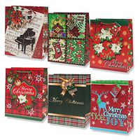 Gift Boutique Small Christmas Gift Bags Bulk Assortment with Handles and Tags 12 Pack for Wrapping Holiday Gifts for Women and Kids